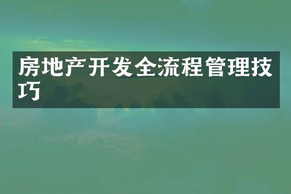 房地产开发全流程管理技巧