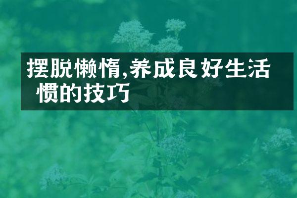摆脱懒惰,养成良好生活习惯的技巧