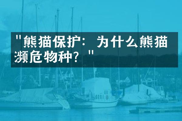 "熊猫保护：为什么熊猫是濒危物种？"
