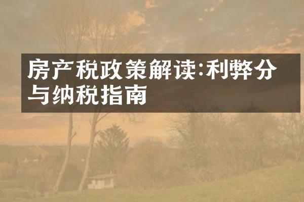 房产税政策解读:利弊分析与纳税指南