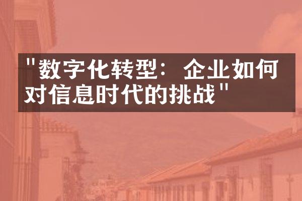 "数字化转型：企业如何应对信息时代的挑战"