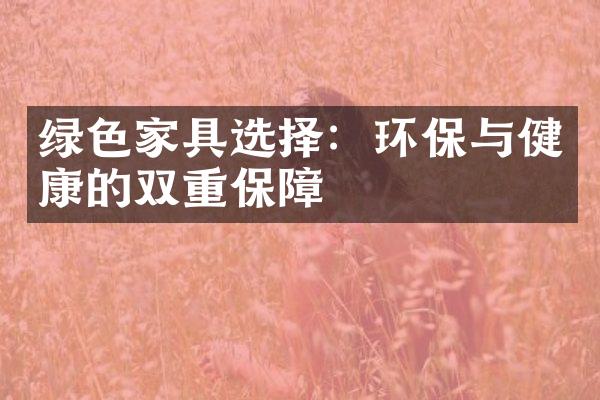 绿色家具选择：环保与健康的双重保障