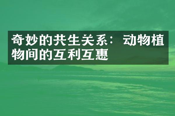 奇妙的共生关系：动物植物间的互利互惠