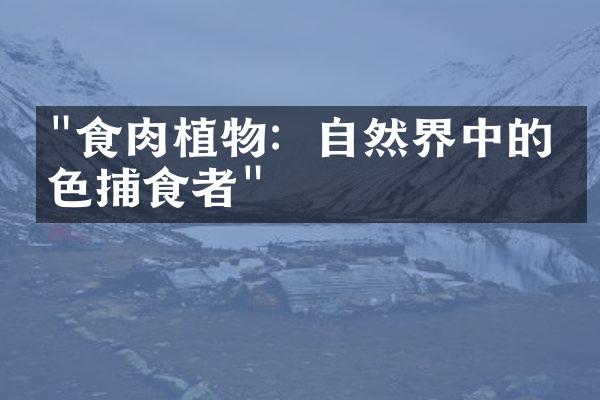 "食肉植物：自然界中的绿色捕食者"