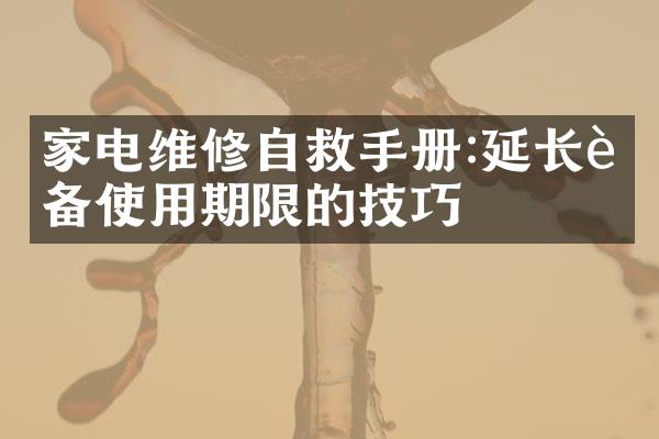 家电维修自救手册:延长设备使用期限的技巧