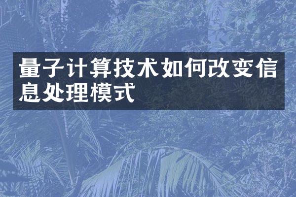 量子计算技术如何改变信息处理模式
