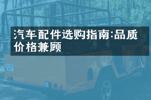 汽车配件选购指南:品质与价格兼顾
