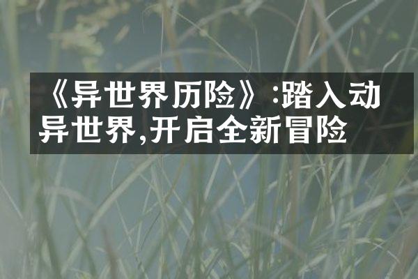 《异世界历险》:踏入动漫异世界,开启全新冒险