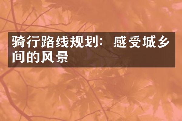 骑行路线规划：感受城乡间的风景