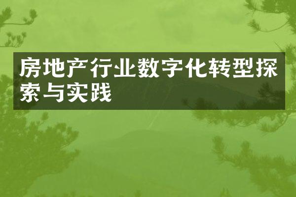 房地产行业数字化转型探索与实践