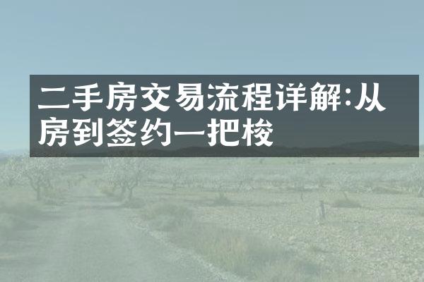 二手房交易流程详解:从看房到签约一把梭