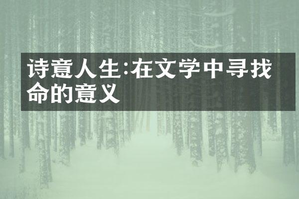 诗意人生:在文学中寻找生命的意义