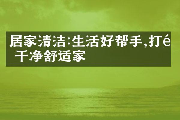居家清洁:生活好帮手,打造干净舒适家