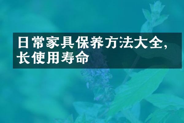 日常家具保养方法大全,延长使用寿命