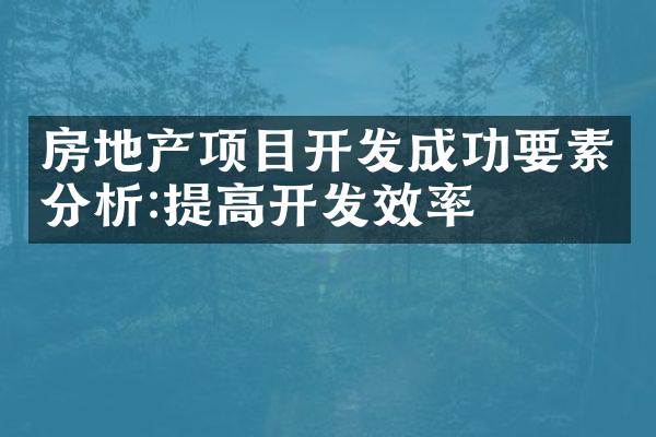 房地产项目开发成功要素分析:提高开发效率