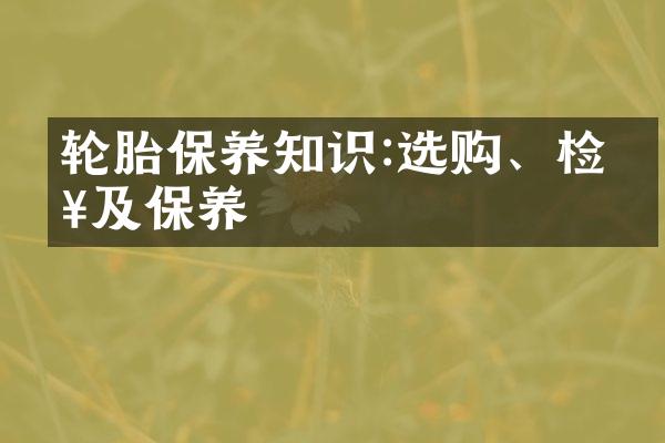轮胎保养知识:选购、检查及保养