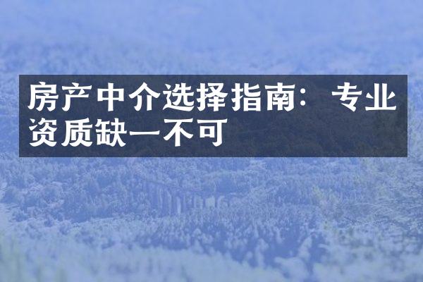 房产中介选择指南：专业资质缺一不可