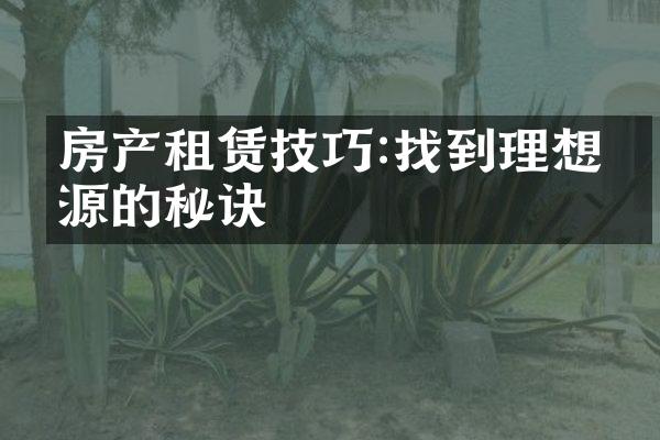 房产租赁技巧:找到理想房源的秘诀