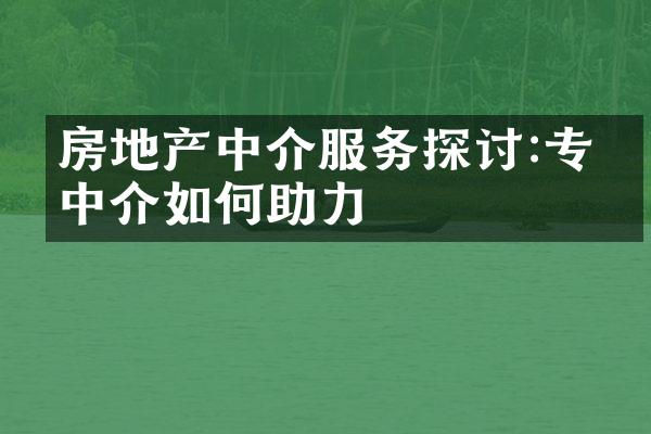 房地产中介服务探讨:专业中介如何助力