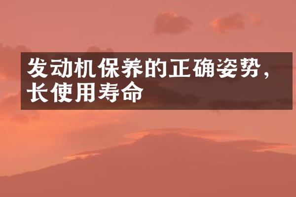 发动机保养的正确姿势,延长使用寿命