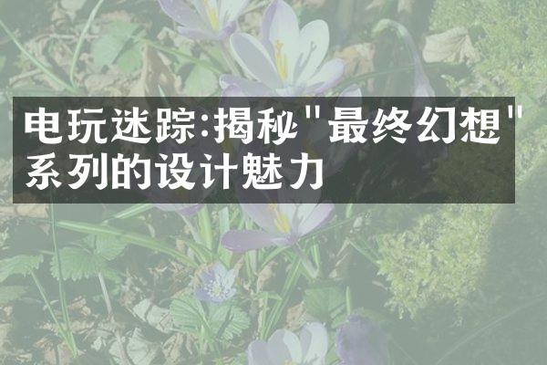 电玩迷踪:揭秘"最终幻想"系列的设计魅力