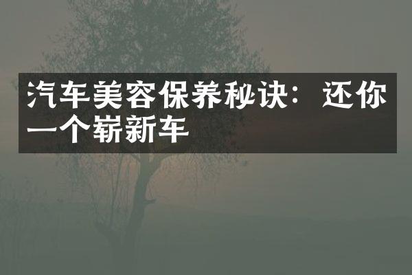 汽车美容保养秘诀：还你一个崭新车