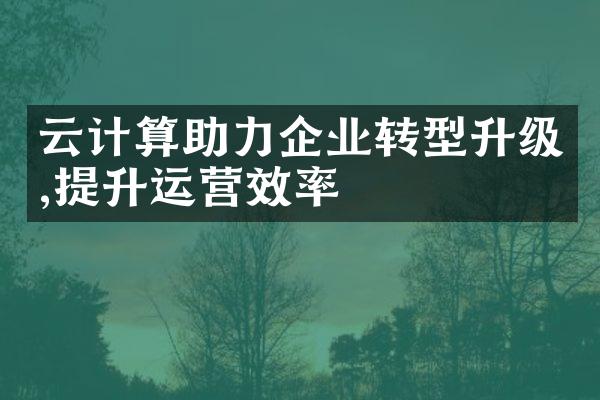云计算助力企业转型升级,提升运营效率