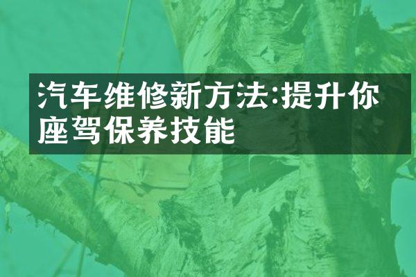 汽车维修新方法:提升你的座驾保养技能
