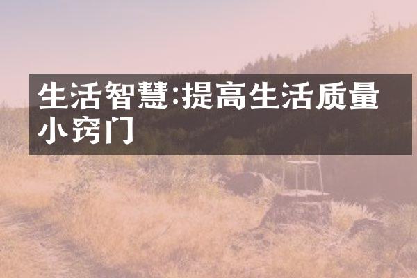 生活智慧:提高生活质量的小窍门