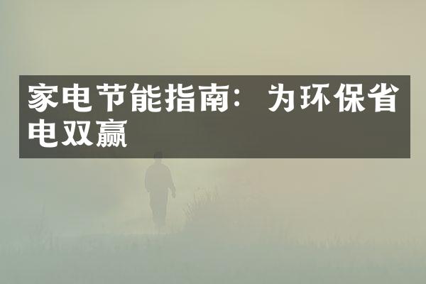 家电节能指南：为环保省电双赢