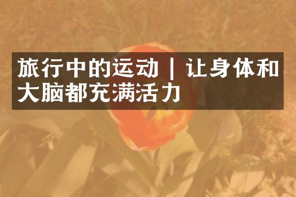 旅行中的运动 | 让身体和大脑都充满活力