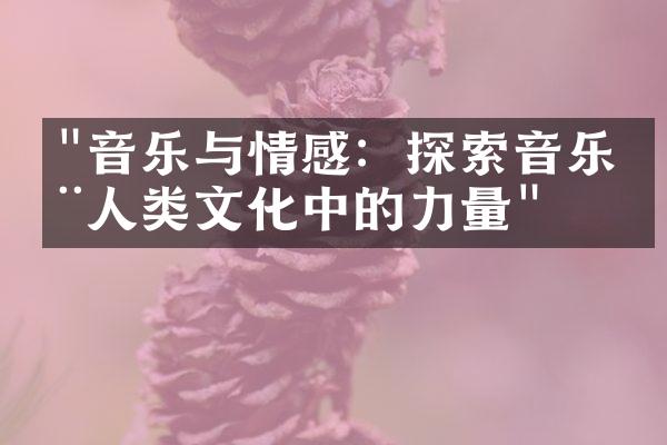 "音乐与情感：探索音乐在人类文化中的力量"