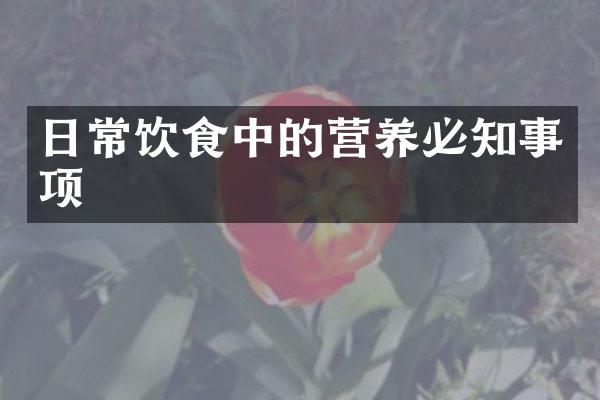 日常饮食中的营养必知事项