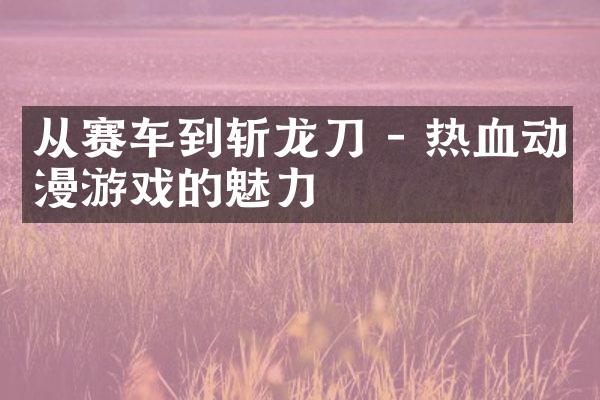 从赛车到斩龙刀 - 热血动漫游戏的魅力