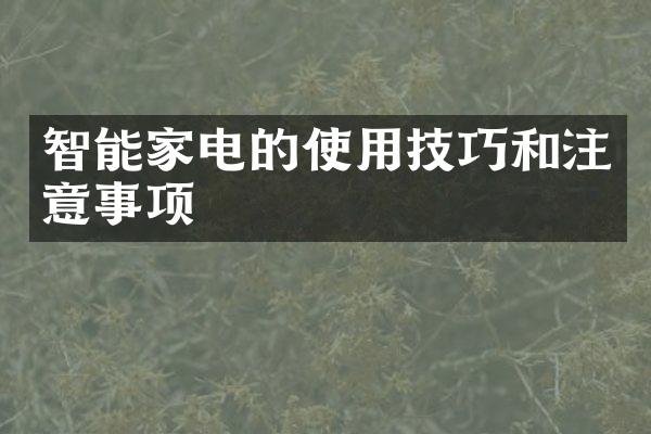 智能家电的使用技巧和注意事项