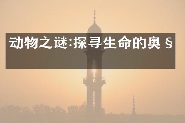 动物之谜:探寻生命的奥秘