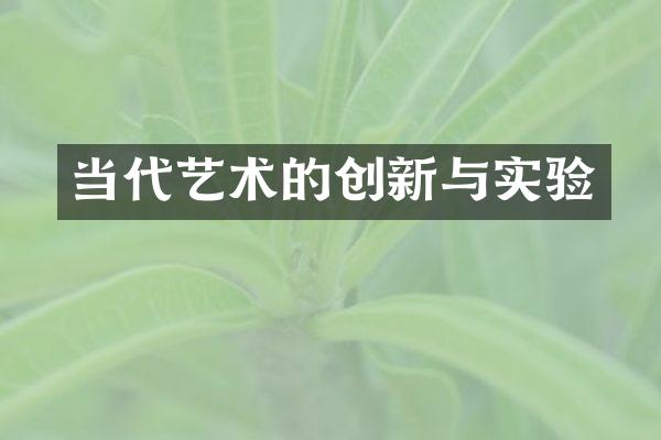 当代艺术的创新与实验