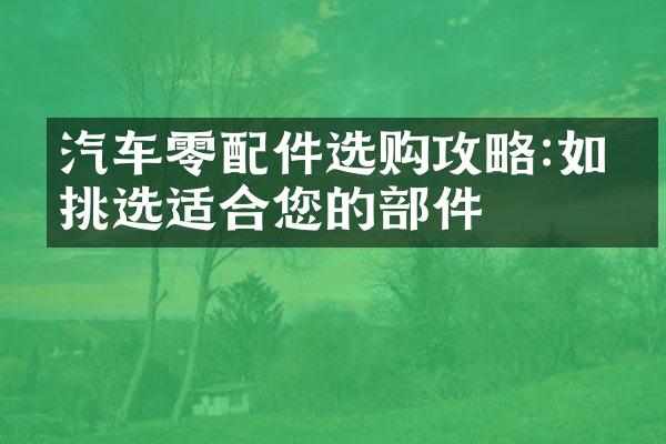 汽车零配件选购攻略:如何挑选适合您的部件