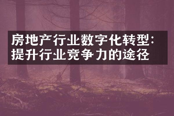 房地产行业数字化转型：提升行业竞争力的途径