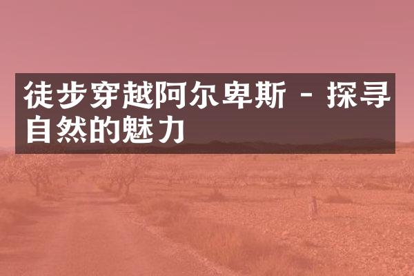徒步穿越阿尔卑斯 - 探寻自然的魅力