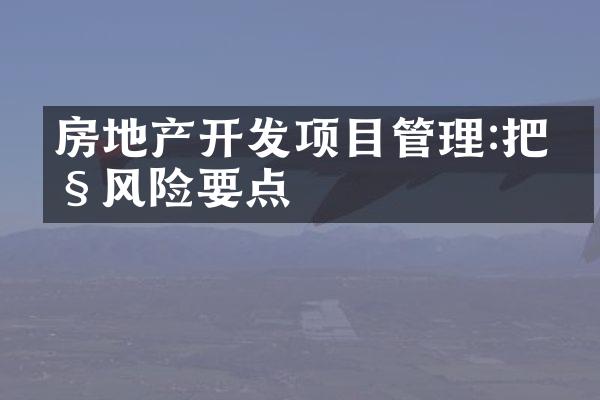 房地产开发项目管理:把控风险要点