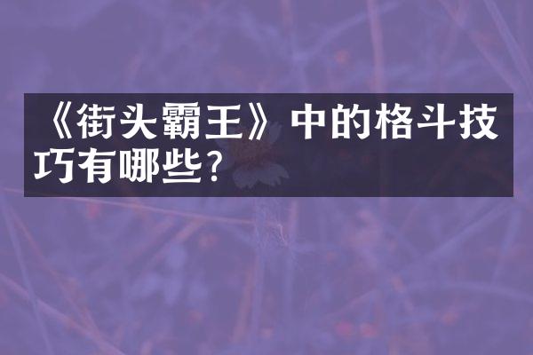 《街头霸王》中的格斗技巧有哪些?