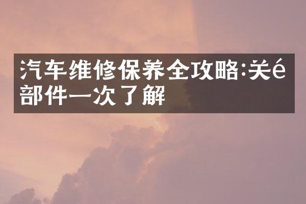 汽车维修保养全攻略:关键部件一次了解