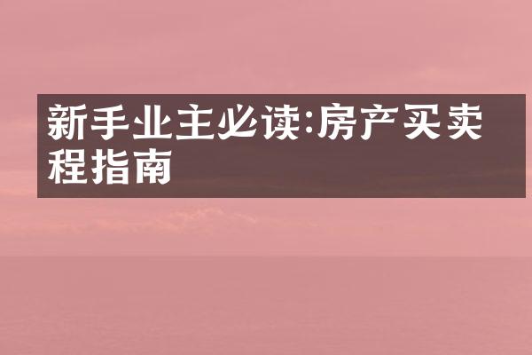 新手业主必读:房产买卖流程指南