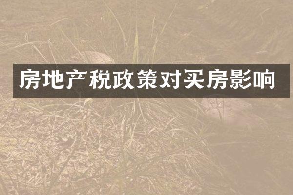 房地产税政策对买房影响