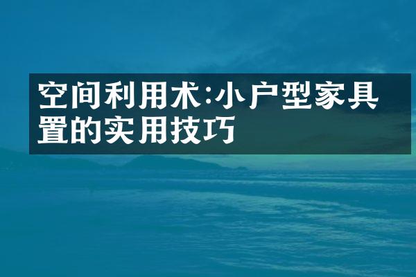 空间利用术:小户型家具布置的实用技巧