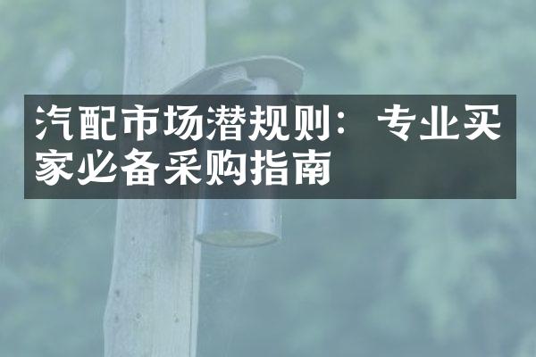 汽配市场潜规则：专业买家必备采购指南