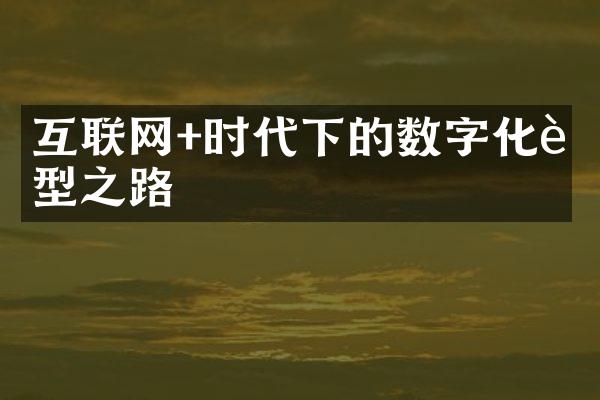 互联网+时代下的数字化转型之路