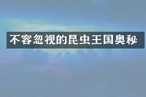 不容忽视的昆虫王国奥秘