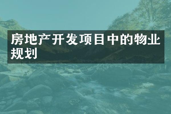 房地产开发项目中的物业规划
